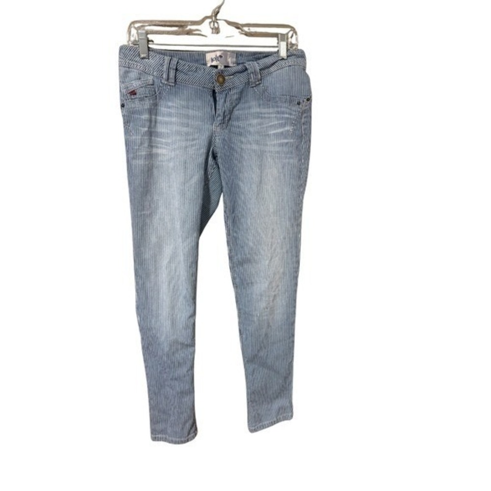 Kut From the Kloth Womens Blue Striped Denim Skinny Jeans